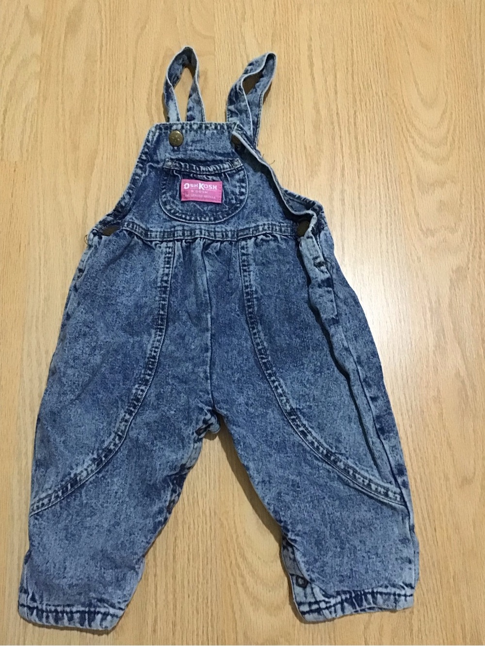 OshKosh B'gosh Acid Wash Blue Denim Overalls size 12 month